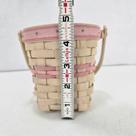 Longaberger Basket American Cancer Society White Washed Pink Blonde Handle 2002 - Picture 8 of 11